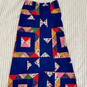 Lisa Says Gah "Sandy" midi skirt in Alpine Quilt pattern XS